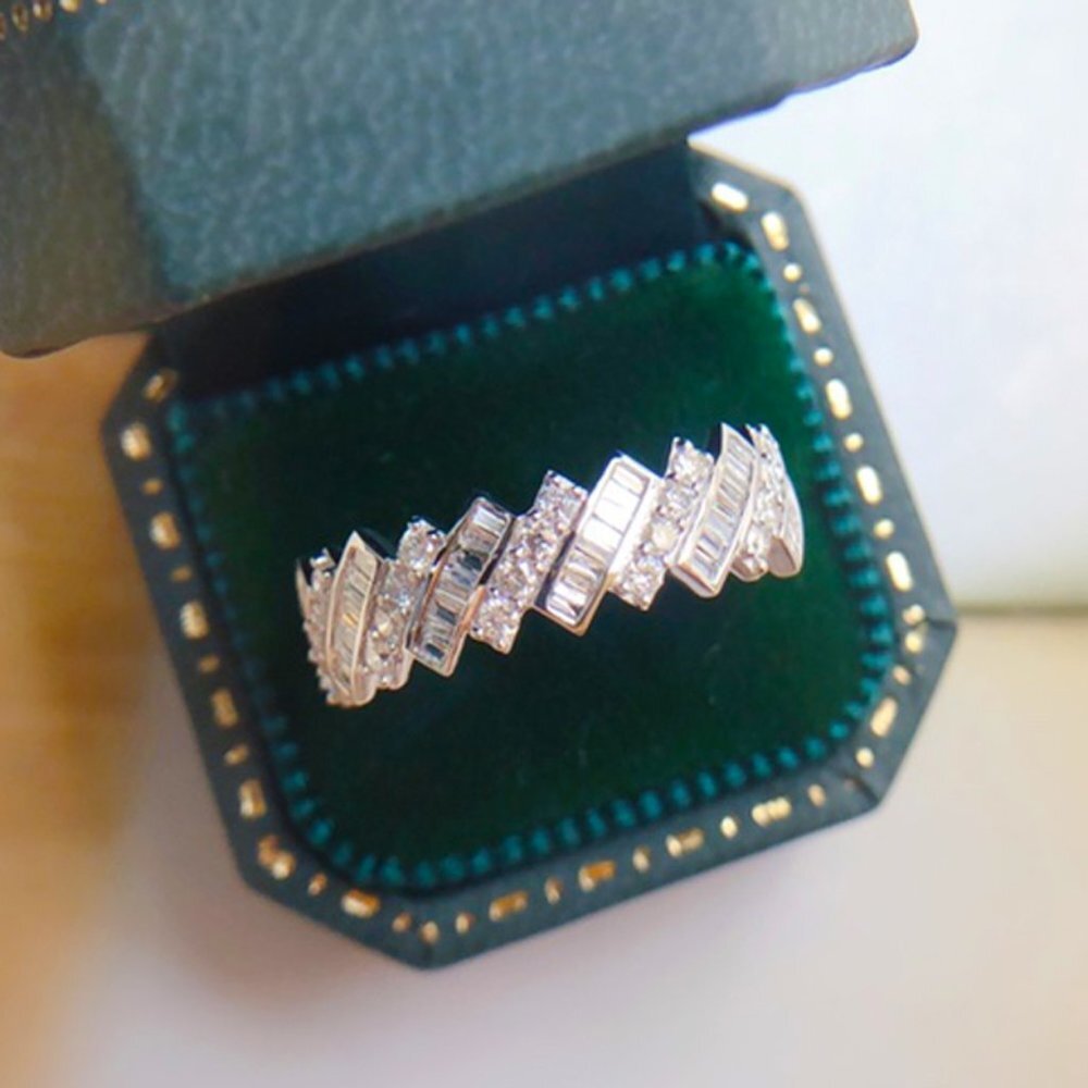 🔥Shiny Bride Princess Round Cut Zircon Eternity Wedding Bands Ring,UNVN1… - Picture 2 of 5